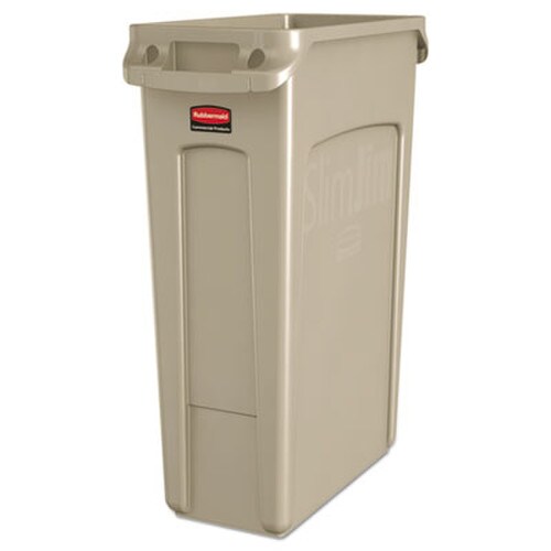 Rubbermaid® Commercial Slim Jim with Venting Channels, 23 gal, Plastic, Beige Item: RCP354060BG