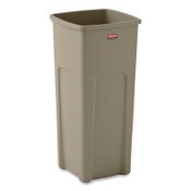 Rubbermaid® Commercial Untouchable Square Waste Receptacle, 23 gal, Plastic, Beige Item: RCP356988BG