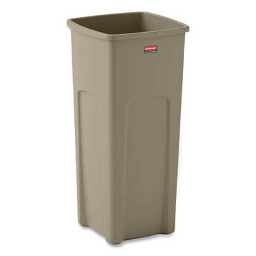 Rubbermaid® Commercial Untouchable Square Waste Receptacle, 23 gal, Plastic, Beige Item: RCP356988BG