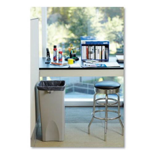 Rubbermaid® Commercial Untouchable Square Waste Receptacle, 23 gal, Plastic, Beige Item: RCP356988BG
