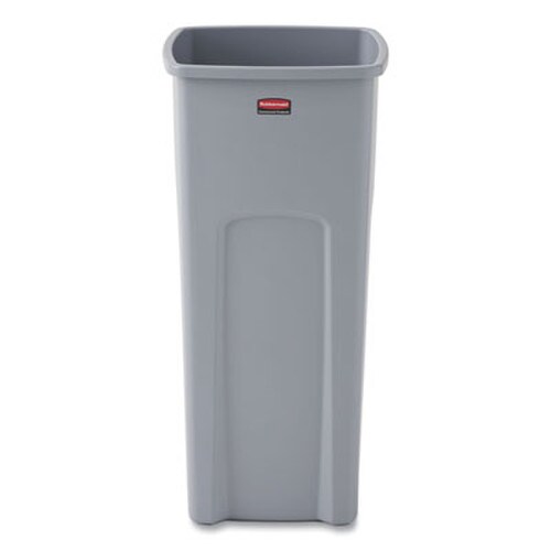 Rubbermaid® Commercial Untouchable Square Waste Receptacle, 23 gal, Plastic, Gray Item: RCP356988GY