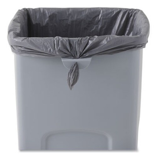 Rubbermaid® Commercial Untouchable Square Waste Receptacle, 23 gal, Plastic, Gray Item: RCP356988GY
