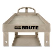 Rubbermaid® Commercial BRUTE Heavy-Duty Utility Cart with Lipped Shelves, Plastic, 2 Shelves, 500 lb Capacity, 17.13" x 38.5" x 38.88", Beige Item: RCP450088BG