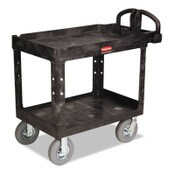 Rubbermaid® Commercial Heavy-Duty Utility Cart, Two-Shelf, 25.88w x 45.25d x 37.13h, Black Item: RCP452010BLA
