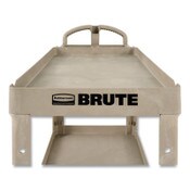 Rubbermaid® Commercial BRUTE Heavy-Duty Utility Cart with Lipped Shelves, Plastic, 2 Shelves, 500 lb Capacity, 25.9" x 45.2" x 32.2", Beige Item: RCP452088BG
