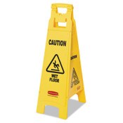 Rubbermaid® Commercial Caution Wet Floor Sign, 4-Sided, 12 x 16 x 38, Yellow Item: RCP611477YEL