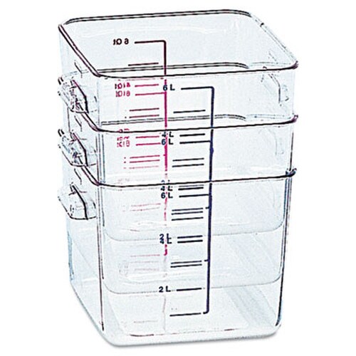 Rubbermaid® Commercial SpaceSaver Square Containers, 2 qt, 8.8 x 8.75 x 2.7, Clear, Plastic Item: RCP6302CLE