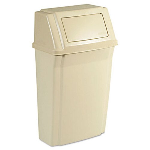 Rubbermaid® Commercial Slim Jim Wall-Mounted Container, 15 gal, Plastic, Beige Item: RCP7822BEI