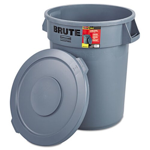 Rubbermaid® Commercial Brute Container with Lid, 32 gal, Plastic, Gray Item: RCP863292GRA