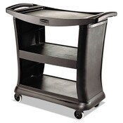 Rubbermaid® Commercial Executive Service Cart, Plastic, 3 Shelves, 300 lb Capacity, 20.33" x 38.9" x 38.9", Black Item: RCP9T6800BK