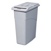 Rubbermaid® Commercial Slim Jim Confidential Document Waste Receptacle with Lid, 23 gal, Light Gray Item: RCP9W15LGY