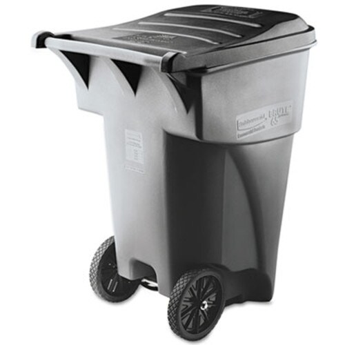 Rubbermaid® Commercial Brute Roll-Out Heavy-Duty Container, 95 gal, Polyethylene, Gray Item: RCP9W22GY