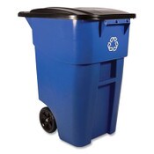 Rubbermaid® Commercial Square Brute Recycling Rollout Container, 50 gal, Plastic, Blue Item: RCP9W2773BLU