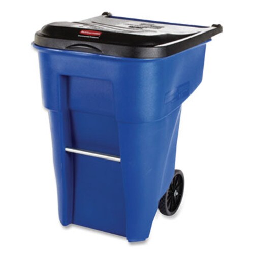 Rubbermaid® Commercial Square Brute Rollout Container, 50 gal, Molded Plastic, Blue Item: RCP9W27BLU