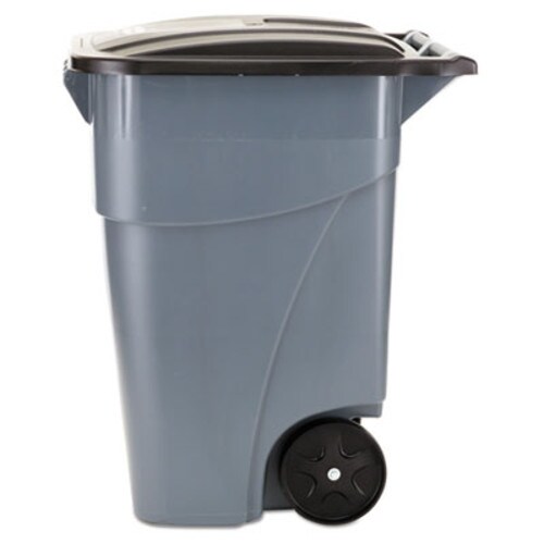 Rubbermaid® Commercial Square Brute Rollout Container, 50 gal, Molded Plastic, Gray Item: RCP9W27GY