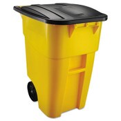 Rubbermaid® Commercial Square Brute Rollout Container, 50 gal, Molded Plastic, Yellow Item: RCP9W27YEL