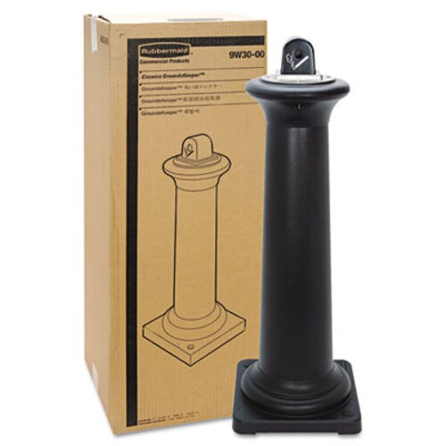 Rubbermaid® Commercial GroundsKeeper Tuscan Receptacle, 22.05 gal, 13 dia x 38.38h, Black Item: RCP9W300BLA