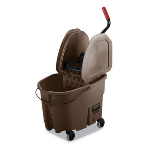 Rubbermaid® Commercial WaveBrake 2.0 Bucket/Wringer Combos, Down-Press, 35 qt, Plastic, Brown Item: RCPFG757788BRN