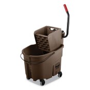 Rubbermaid® Commercial WaveBrake 2.0 Bucket/Wringer Combos, Side-Press, 35 qt, Plastic, Brown Item: RCPFG758088BRN
