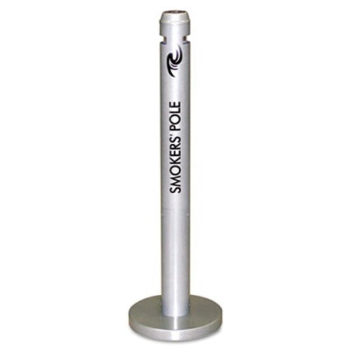 Rubbermaid® Commercial Smoker's Pole, Round, Steel, 0.9 gal, 4 dia x 41h, Silver Item: RCPR1SM