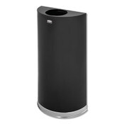 Rubbermaid® Commercial European and Metallic Series Open Top Half-Round Receptacle, 12 gal, Steel, Black/Chrome Item: RCPSO1220B