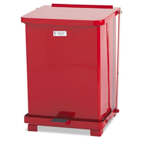 Rubbermaid® Commercial Defenders Heavy-Duty Steel Step Can, 4 gal, Steel, Red Item: RCPST7EPLRED