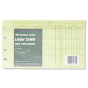 National® Four-Ring Binder Refill Sheets, 5 x 8.5, Green, 100/Pack Item: RED14055