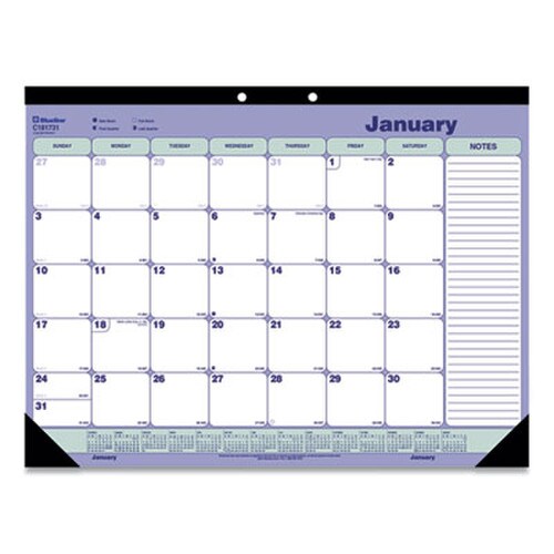 Blueline® Monthly Desk Pad Calendar, 21.25 x 16, White/Blue/Green Sheets, Black Binding, Black Corners, 12-Month (Jan to Dec): 2025 Item: REDC181731