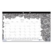 Blueline® Monthly Desk Pad Calendar, DoodlePlan Coloring Pages, 17.75 x 10.88, Black Binding, Clear Corners, 12-Month (Jan-Dec): 2025 Item: REDC2917001