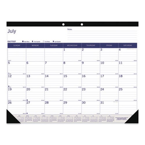 Blueline® DuraGlobe Academic Desk Pad Calendar, 22 x 17, White/Blue/Gray Sheets, Black Headband, 13-Month (July to July): 2024 to 2025 Item: REDCA177227