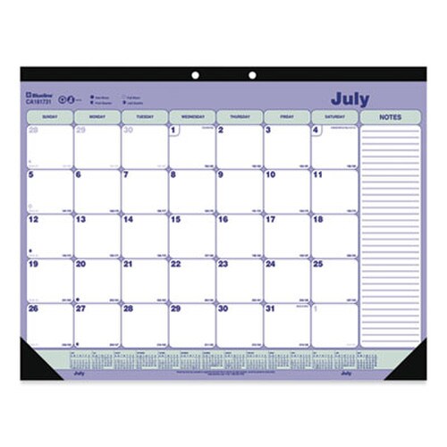 Blueline® Academic 13-Month Desk Pad Calendar, 21.25 x 16, White/Blue/Green Sheets, Black Headband, 13-Month (July to July): 2024-2025 Item: REDCA181731