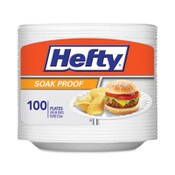 Hefty® Soak Proof Tableware, Foam Plates, 8.88" dia, White, 100/Pack Item: RFPD28100