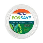 Hefty® ECOSAVE Tableware, Plate, Bagasse, 10.13" dia, White, 16/Pack Item: RFPD71016PK