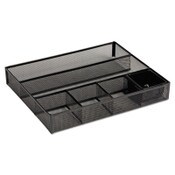 Rolodex™ Metal Mesh Deep Desk Drawer Organizer, Six Compartments, 15.25 x 11.88 x 2.5, Black Item: ROL22131