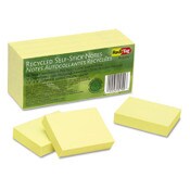 Redi-Tag® 100% Recycled Self-Stick Notes, 1.5" x 2", Yellow, 100 Sheets/Pad, 12 Pads/Pack Item: RTG25700