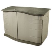 Rubbermaid® Horizontal Outdoor Storage Shed, 55 x 28 x 36, 20 cu ft, Olive Green/Sandstone Item: RUB3748