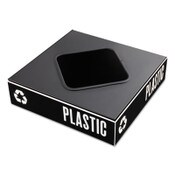 Safco® Public Square Recycling Container Lid, Square Opening, 15.25w x 15.25d x 2h, Black Item: SAF2989BL