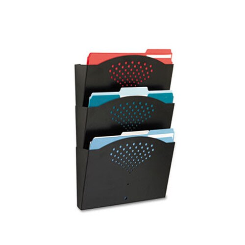Safco® Steel Wall Pocket, 3 Sections, Letter Size, 12" x 3.25" x 17.25", Black Item: SAF3172BL
