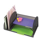 Safco® Onyx Mesh Desk Organizer, Two Vertical/Two Horizontal Sections, Steel Mesh, 17 x 10.75 x 7.75, Black Item: SAF3264BL