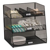 Safco® Onyx Breakroom Organizers, 3 Compartments,14.63 x 11.75 x 15, Steel Mesh, Black Item: SAF3293BL