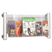 Safco® Luxe Magazine Rack, 3 Compartments, 31.75w x 5d x 15.25h, Clear/Silver Item: SAF4133SL