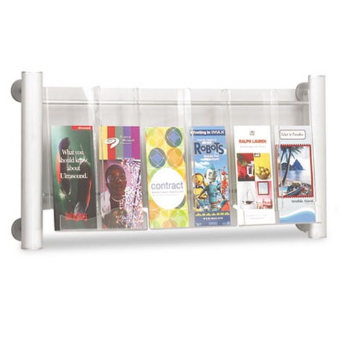 Safco® Luxe Magazine Rack, 3 Compartments, 31.75w x 5d x 15.25h, Clear/Silver Item: SAF4133SL