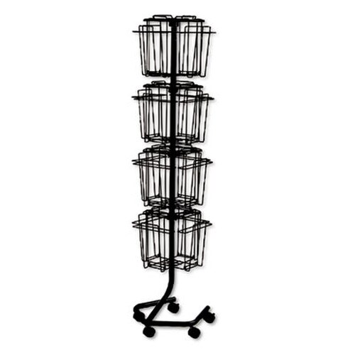 Safco® Wire Rotary Display Racks, 16 Compartments, 15w x 15d x 60h, Charcoal Item: SAF4139CH