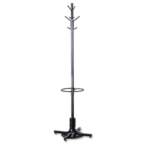 Safco® Metal Costumer w/Umbrella Holder, Four Ball-Tipped Double-Hooks, 21w x 21d x 70h, Black Item: SAF4168BL