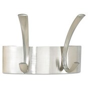 Safco® Metal Coat Rack, Wall Rack, Two Hooks, Steel, 7w x 4.5d x 5.25h, Brushed Nickel Item: SAF4203SL