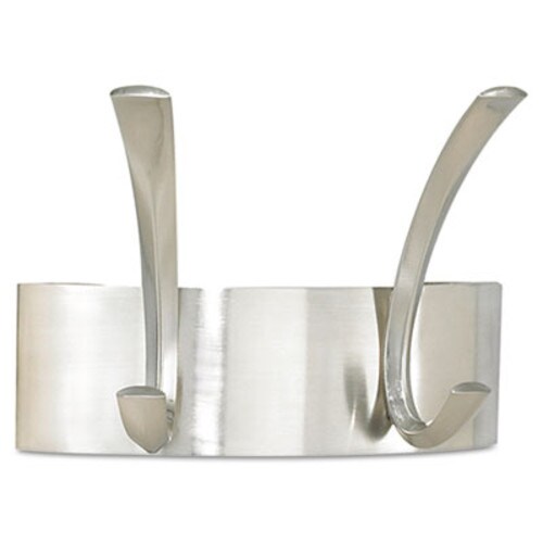 Safco® Metal Coat Rack, Wall Rack, Two Hooks, Steel, 7w x 4.5d x 5.25h, Brushed Nickel Item: SAF4203SL