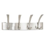 Safco® Metal Coat Rack, Wall Rack, Four Hooks, Steel, 14.25w x 4.5d x 5.25h, Brushed Nickel Item: SAF4205SL