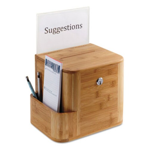 Safco® Bamboo Suggestion Boxes, 10 x 8 x 14, Natural Item: SAF4237NA