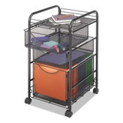 Safco® Onyx Mesh Mobile File with Two Supply Drawers, Metal, 1 Shelf, 3 Drawers, 15.75" x 17" x 27", Black Item: SAF5213BL