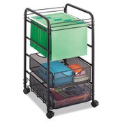 Safco® Onyx Mesh Open Mobile File with Drawers, Metal, 2 Drawers, 1 Bin, 15.75" x 17" x 27", Black Item: SAF5215BL